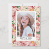  Blush en Ivory Flowers Foto Afstuderen Bedankkaart (Voorkant)