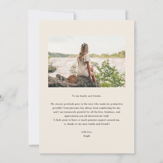  Blush en Ivory Flowers Foto Afstuderen Bedankkaart (Achterkant)