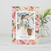  Blush en Ivory Flowers Weddenfoto Bedankkaart
