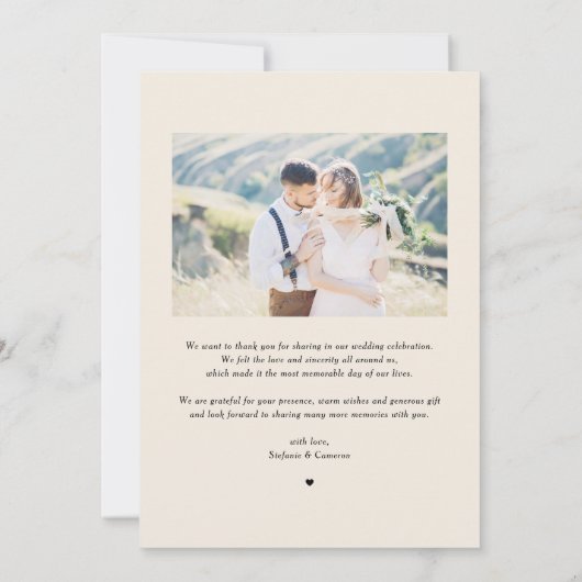  Blush en Ivory Flowers Weddenfoto Bedankkaart (Achterkant)