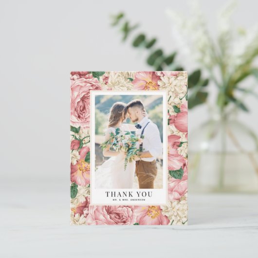  Blush en Ivory Flowers Weddenschap Briefkaart (Staand voorkant)