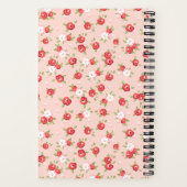 Blush en koraal sierlijke bloemenprint notitieboek (Achterkant)