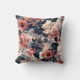 Blush en marine bloemen kussen