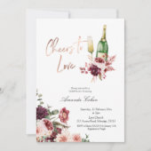 Blush en Marsala Cheers to Love Invitation Kaart (Voorkant)