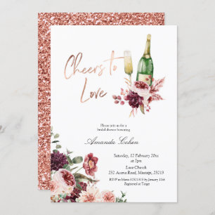 Blush en Marsala Cheers to Love Invitation Kaart