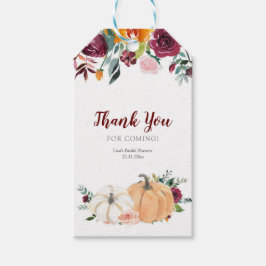 Blush en Marsala Floral Pumpkin Dank u Label Cadeaulabel