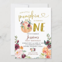 Blush en Marsala Pumpkin Floral eerste verjaardag 