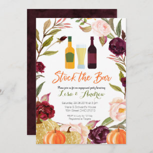 Blush en Marsala Pumpkin Stock The Bar Invitation Kaart
