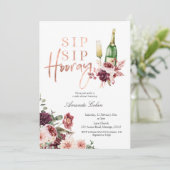 Blush en Marsala Sip Hoera Uitnodiging (Staand voorkant)