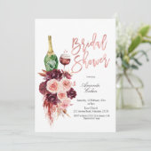 Blush en Marsala wijn bruids douche uitnodiging (Staand voorkant)