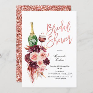 Blush en Marsala Wine Bridal Shower Invitation Kaart