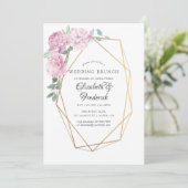 Blush en Mint Bloemen Geometrische Bruiloft Brunch Kaart (Staand voorkant)