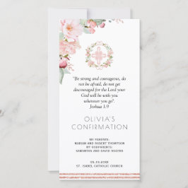 Blush en Mint Floral Confirmation Bladwijzer Favor Bedankkaart