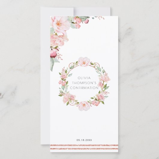 Blush en Mint Floral Confirmation Bladwijzer Favor Bedankkaart (Achterkant)