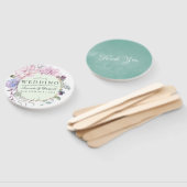 Blush en Mint Floral Geometric Wedding Favor Handwaaier (Niet-gemonteerd)