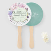 Blush en Mint Floral Geometric Wedding Favor Handwaaier (Voorkant en achterkant)