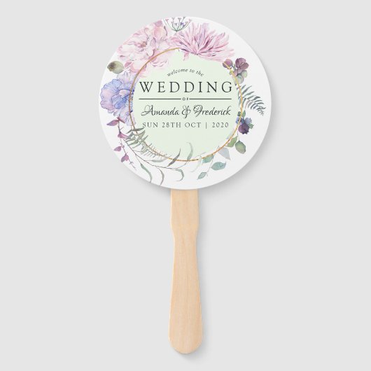 Blush en Mint Floral Geometric Wedding Favor Handwaaier (Voorkant)