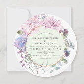 Blush en Mint Floral Geometric Wedding Kaart (Voorkant)