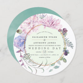 Blush en Mint Floral Geometric Wedding Kaart