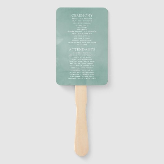 Blush en Mint Floral Geometrisch Huwelijksprogramm Handwaaier (Achterkant)