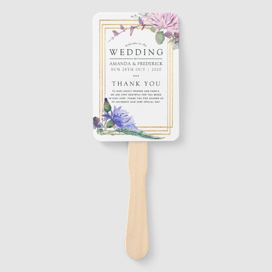 Blush en Mint Floral Geometrisch Huwelijksprogramm Handwaaier (Voorkant)