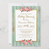 Blush en Munt - Baby shower Floral Invitation Kaart (Voorkant)
