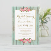 Blush en Munt - Vrijgezellenfeest Floral Invitatio Kaart (Staand voorkant)