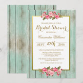 Blush en Munt - Vrijgezellenfeest Floral Invitatio Kaart (Voorkant / Achterkant)