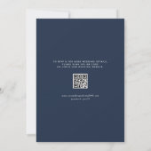 Blush en Navy Bloemen Lijst QR Code Huwelijk Kaart (Achterkant)