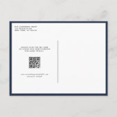 Blush en Navy Blue Floral Lijst QR Code Wedding Uitnodiging Briefkaart (Achterkant)
