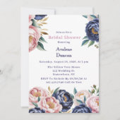 Blush en Navy Blue Peony Brunch en Bubbly Kaart (Voorkant)