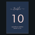 Blush en Navy Blue Wedding Kaart<br><div class="desc">Moderne marineblauw- en brutale trouwlijstnummers. Overeenkomende objecten beschikbaar.</div>