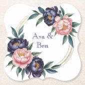 Blush en Navy Blue Wedding Kartonnen Onderzetters (Voorkant)