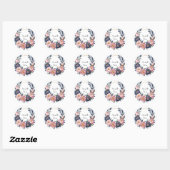Blush en Navy Blue Wedding Ronde Sticker (Vel)