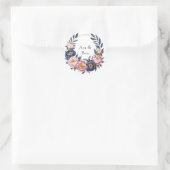 Blush en Navy Blue Wedding Ronde Sticker (Tas)