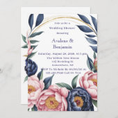 Blush en Navy Blue Wedding Shower Kaart (Voorkant / Achterkant)