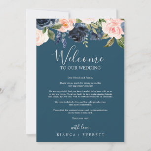Blush en Navy Blue Welcome Letter & Itinerary