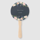 Blush en Navy Bruiloft Fans Bruiloft Hand Fan Handwaaier (Achterkant)