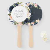 Blush en Navy Bruiloft Fans Bruiloft Hand Fan Handwaaier (Voorkant en achterkant)