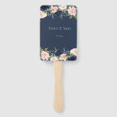 Blush en Navy Bruiloft Hand Fans Handwaaier (Achterkant)