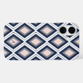Blush en Navy Diamond Ikat Patroon Monogram Case-Mate iPhone Case (Achterkant (horizontaal))