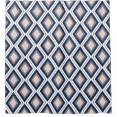 Blush en Navy Diamond Ikat Pattern Douchegordijn (Voorkant)