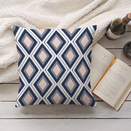 Blush en Navy Diamond Ikat Pattern Kussen