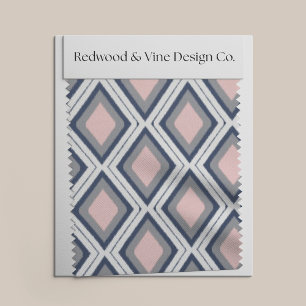 Blush en Navy Diamond Ikat Pattern Stof