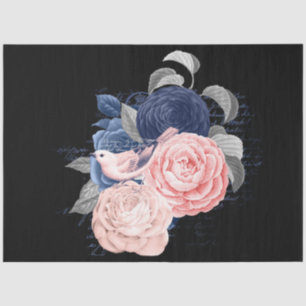 Blush en Navy Floral Ephemera Series Design 10 Tissuepapier