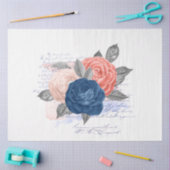 Blush en Navy Floral Ephemera Series Design 13 Tissuepapier (Craft)