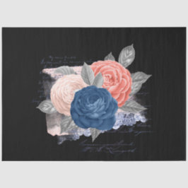 Blush en Navy Floral Ephemera Series Design 14 Tissuepapier