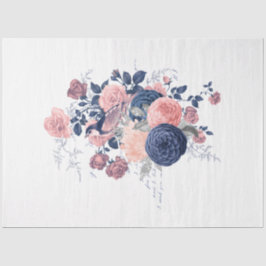 Blush en Navy Floral Ephemera Series Design 16 Tissuepapier