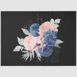 Blush en Navy Floral Ephemera Series Design 18 Tissuepapier