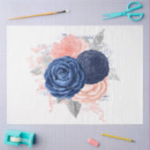 Blush en Navy Floral Ephemera Series Design 4 Tissuepapier (Craft)